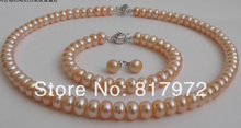 Conjunto de pendientes y pulsera con perlas de agua dulce para mujer, juego de pendientes y collares hechos a mano con diseño de flores, naranja, Natural, AAA 2024 - compra barato