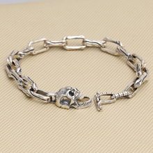 NEW! Handcrafted 925 Silver Link Skull Chain Bracelet Vintage Sterling Silver Skeleton Bracelet Real Pure Silver Man Bracelet 2024 - buy cheap