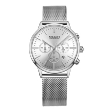MEGIR Женские повседневные кварцевые часы с хронографом, водонепроницаемые, люксовый бренд, ремешок из нержавеющей стали, модные женские наручные часы 2024 - купить недорого