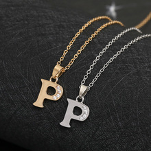 Cursive 26 English Initial Alphabet P name Necklace tiny English word Initial Letter monogram charm Metal Engagement necklace 2024 - buy cheap