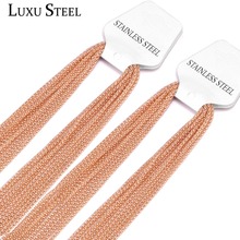 Цепь LUXU STEEL 10 шт./лот, оптовая продажа, ожерелья шириной 2 мм, 45/50/55/60 см, круглая, из нержавеющей стали, с лобстером, для вечеринки 2024 - купить недорого
