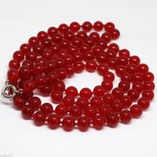 stunning long 33" 10mm round natural red Ruby beads necklace 2024 - buy cheap