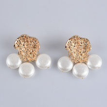 PPG&PGG New Women ZA Pearl Drop EarringsTrendy Irregular Metal Statement Earrings Pendant Wedding Jewelry Brincos 2024 - buy cheap