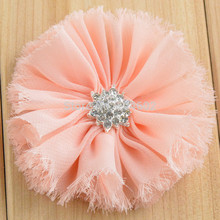 20pcs/lot Shabby Chiffon Flowers with CZ Diamond woman Headdress Flower For Hair Band Free Shipping FH41 2024 - buy cheap