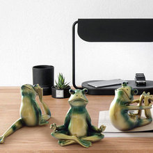 Home Creative Resin Animal Crafts Yoga Frog Prince Decoration Yoga Frogs 6 Pieces Set Training Room Ornaments Frog Combination 2024 - buy cheap