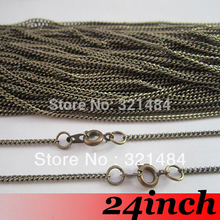 Free Ship! 100piece 2mm 24'' Antique bronze Curb Metal Link Chain Necklace with Spring Clasp Findings For Pendant Jewelry 2024 - buy cheap