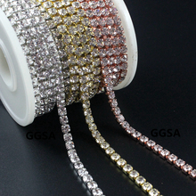 10yards 2 3 4mm Close set crystal rhinestone cup chain SS16 Czech stones Rose Gold Silver For DIY Browbands Garment Accessories 2024 - buy cheap