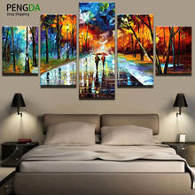 Canvas Wall Art Canvas Painting Landscape 5 Panel People Under The Street Light Wall Modular Pictures For Living Room HD Print 2024 - buy cheap