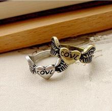 R141 2018 hot sale Fashion Vintage Style alloy feather wings heart-shaped carved letters ring female ornaments 1 pcs 2024 - buy cheap