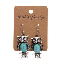 1pair/lot 19x36mm PROMOTION Animal Tibetan Blue Vintage Owl Fashion Earrings Gift For Women Jewelry F2536 2024 - buy cheap