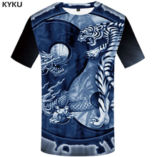 KYKU Tiger T Shirt Men Animal Yin Yang Tshirt Dragon 3d Print T-shirt Anime Clothes Funny Punk Rock Mens Clothing Summer Tops 2024 - buy cheap