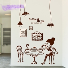 Наклейка в виде кофейни, наклейка в виде молочного чая для девочек, постер на чашку для кафе, виниловый художественный Настенный декор, роспись, украшение для хлеба, кофе, стеклянные наклейки 2024 - купить недорого