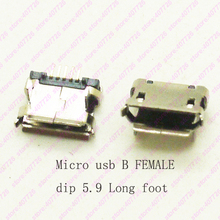 10pcs/lot 5Pin 5.9mm Long Feet Micro USB 5pin DIP Female connector for mobilephone Mini USB jack PCB 2024 - buy cheap