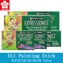 SAKURA XLP12/16/25/36/50 Boxed Oil Painting Stick, Children Coloured Crayon Art Brush Painting Supplies Paint Brushes 2024 - buy cheap