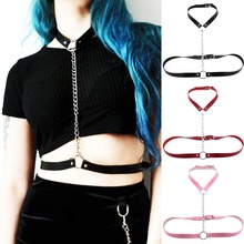 Sexy Women Punk Leather Harness Body Chain Goth Belt Buckle Bondage Strap Garters Chokers Beach Collar Goth Statement Necklaces 2024 - buy cheap