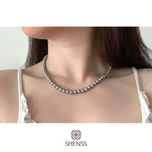 Elegant Dark gray Shell Preal Necklace Classic Temperament Necklace 6-10mm Shell Pearl 925 Sterling Silver Chain for Women 2024 - buy cheap