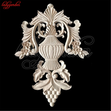 Unpainted Wood Carved Corner Onlay Applique Frame Wooden Carving Decal Furniture Cabinet Door Frame Wall Home Decoration 2024 - buy cheap