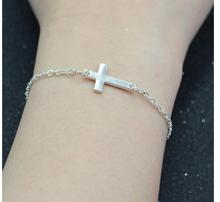 sl318 New Design Simple Gold Silver Thin Chain Sideways Charm Cross Bracelet Inspired Delicate For The Fashion Women Jewelry 2024 - buy cheap