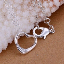 Colgante chapado de plata fina para hombre y mujer, joyería de plata de ley 925, colgantes de corazón brillantes, collar + cadena SP078 2024 - compra barato