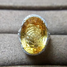 Real And Natural Citrine ring Free shipping Real natural citrine 925 sterling silver Fine yellow gem 13*18mm 2024 - buy cheap