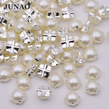 JUNAO-Cuentas de perlas blancas para costura de ropa, 100 Uds., 6 7 8mm 2024 - compra barato