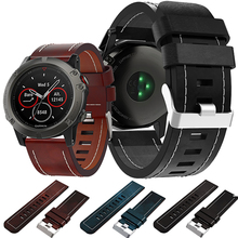 Pulseira de couro genuíno de 26mm, pulseira de substituição para garmin fenix 5x/5x plus mk1 d2 bravo 2024 - compre barato