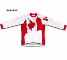 Ropa térmica de ciclismo para hombre, jersey/chaqueta/camisa/Top rojo con bandera de Canadá, Invierno 2024 - compra barato
