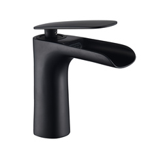 Grifo de cascada para baño, grifería de Grifo de lavabo de latón montada en cubierta, mezclador de lavabo, mezclador de fregadero, color negro/blanco 2024 - compra barato