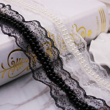 4cm Wide New Pearl white black lace fabric trim ribbon collar DIY sewing applique Flowers embroidered 3D fringe guipure supply 2024 - buy cheap