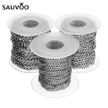 SAUVOO 10Yards/Roll Silver Color Stainless Steel Bulk Chain NK Figaro Chain Necklaces 3mm/4mm/5mm Width For Diy Jewelry Making 2024 - buy cheap