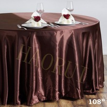 10pcs Customized 108'' Chocolate Round Dining Table Cloth Satin Tablecloth for Wedding Party Decoration Restaurant Free Shipping 2024 - buy cheap