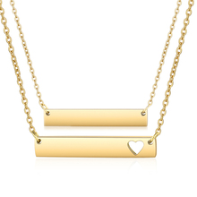 10pcs/lot Blank Bar Necklace 35*6*2mm Heart Cut Out Bar Pendant Jewelry Mirror Polished Popular Choker Necklaces Gold Color 2024 - buy cheap