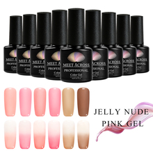 MEET ACROSS Jelly Nude Pink Gel Nail Polish Translucent Pink Color Gel Semi Permanent Soak Off UV Gel Polish 7ml Nail Art Varnis 2024 - buy cheap