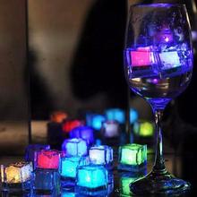 12pcs LED Ice Cubes Shape Glowing in Water Light Party Ball Luminous Flash Light Wedding Festival Bar Wine Glass Decoration 2024 - buy cheap