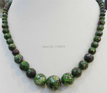 hot new Charming beautiful Faceted 6-14mm Red Green Zoisite Round Beads Necklace Fashion Jewelry Making Design 18" AAA  sp0251 2024 - buy cheap
