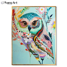 High Skills Artist Handmade High Quality Owl Oil Painting on Canvas Colorful Colors Animal Owl Canvas Art Painting for Wall 2024 - buy cheap