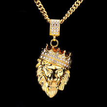 Men Hip Hop Jewelry2018 New  Iced Out Gold Fashion Bling Lion Head Pendant Men Necklace Gold Filled For Men Women Gift Wholesale 2024 - buy cheap