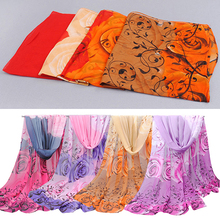Women's Fashion Rose Flower Printed Long Chiffon Shawl Turban Arabic Scarf 2024 - buy cheap