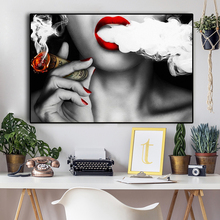 Women with Fire Money Canvas Painting Posters and Prints Scandinavian Wall Art Picture for Living Room Idea Creative Home Decor 2024 - buy cheap