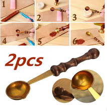 2 Pcs Vintage Mini Paint Spoon DIY Retro Brass Sealing Wax Seal Stamp Envelope Stamp Dedicated Wax Beads Spoon Craft Gifts Tools 2024 - compre barato