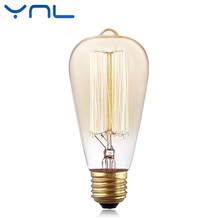 YNL Винтаж Эдисон подвесной светильник в стиле ретро ST64 лампа накаливания 220 V E27 40 Вт декоративная лампа-свеча колба лампы накаливания освещение 2024 - купить недорого