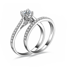 2 шт./компл. очаровательное кольцо для влюбленных Bijoux Femme модные ювелирные изделия Bijoux серебристого цвета с кристаллами обручальные кольца для женщин и мужчин 2024 - купить недорого
