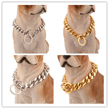 Granny Chic-Collar de cadena de acero inoxidable para perro, cadena cubana de 12/14/16/18mm, color dorado y plateado, de alta calidad, 12 ~ 34" 2024 - compra barato