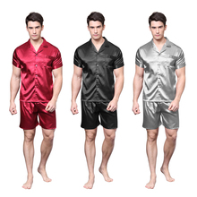 Tony&Candice Satin Silk Pajamas Shorts For Men Rayon Silk Sleepwear Summer Male Pajama Set Soft Nightgown For Men Pyjamas 2024 - buy cheap