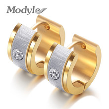 Modyle New Classic Brand Jewelry Silver Color&Gold Color 316L Stainless Steel Zircon Crystal hoop Earrings for Women 2024 - buy cheap