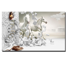 Large Running Horses Wall Art Posters And Prints White Color Horses Destroy The Wall Modern Pictures For Living Room Cuadros 2024 - buy cheap