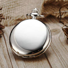 Ретро Серебряные кварцевые карманные часы с цепочкой ожерелья, модные черные гладкие стимпанк часы Fob для мужчин и женщин 2024 - купить недорого
