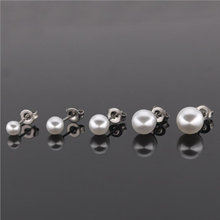 316L Stainless Steel With 4mm 5mm 6mm 7mm 8mm Pearls Stud Earrings No Fade Allergy Free Brief Classical Style 2024 - buy cheap