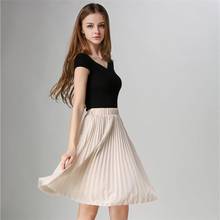 Pleated Skirt Spring/Autumn 2017 European Style Elegant Tulle Pleated Skirt Blue Chiffon Skirt Women Vintage Pink Midi Skirt 2024 - buy cheap