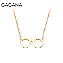 Ожерелье CACANA из нержавеющей стали для женщин и мужчин, модные очки в стиле золотистого и серебристого цвета, подвески, ювелирные изделия для помолвки 2024 - купить недорого
